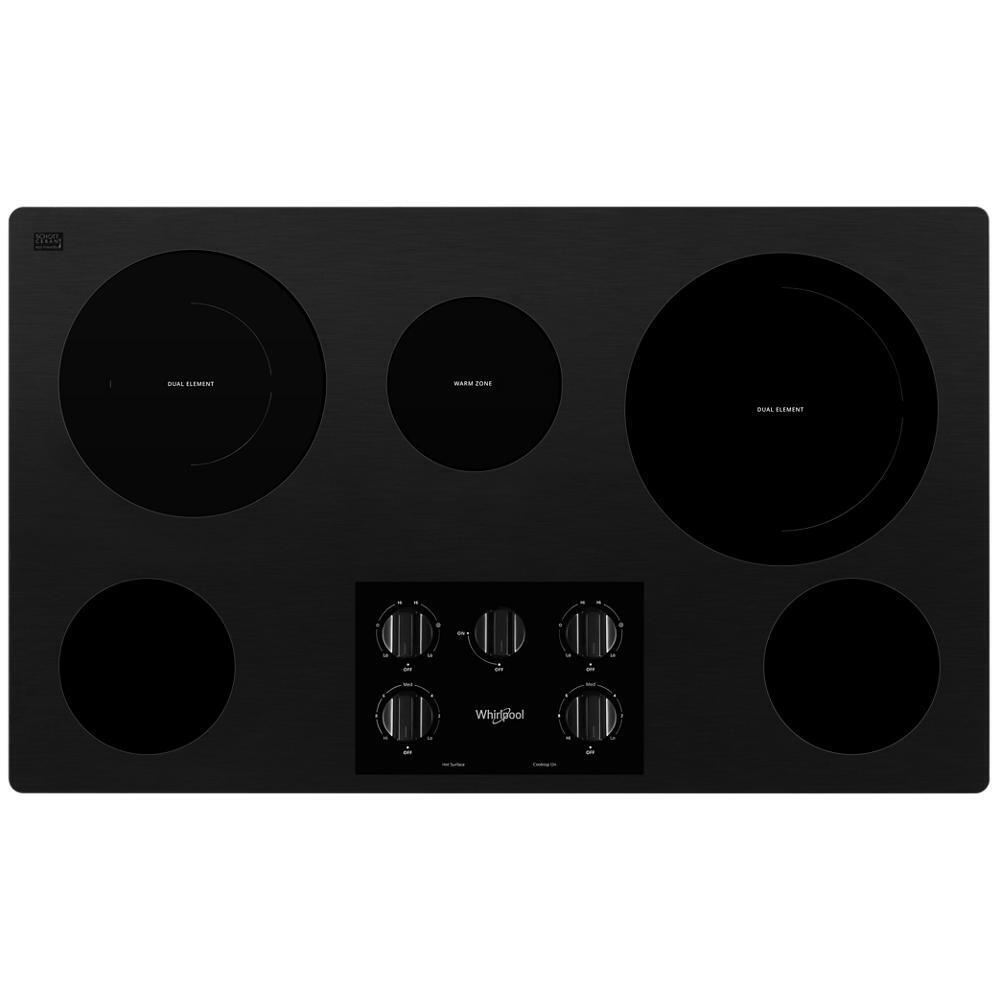 Whirlpool 36-inch Electric Ceramic Glass Cooktop with Two Dual Radiant Elements