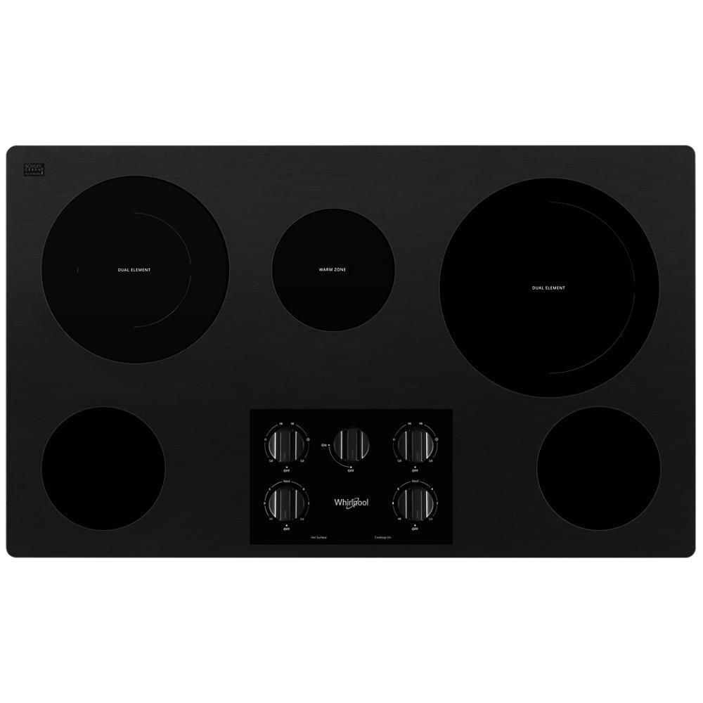 Whirlpool WCE77US6HB 36-inch Electric Ceramic Glass Cooktop with Two Dual Radiant Elements