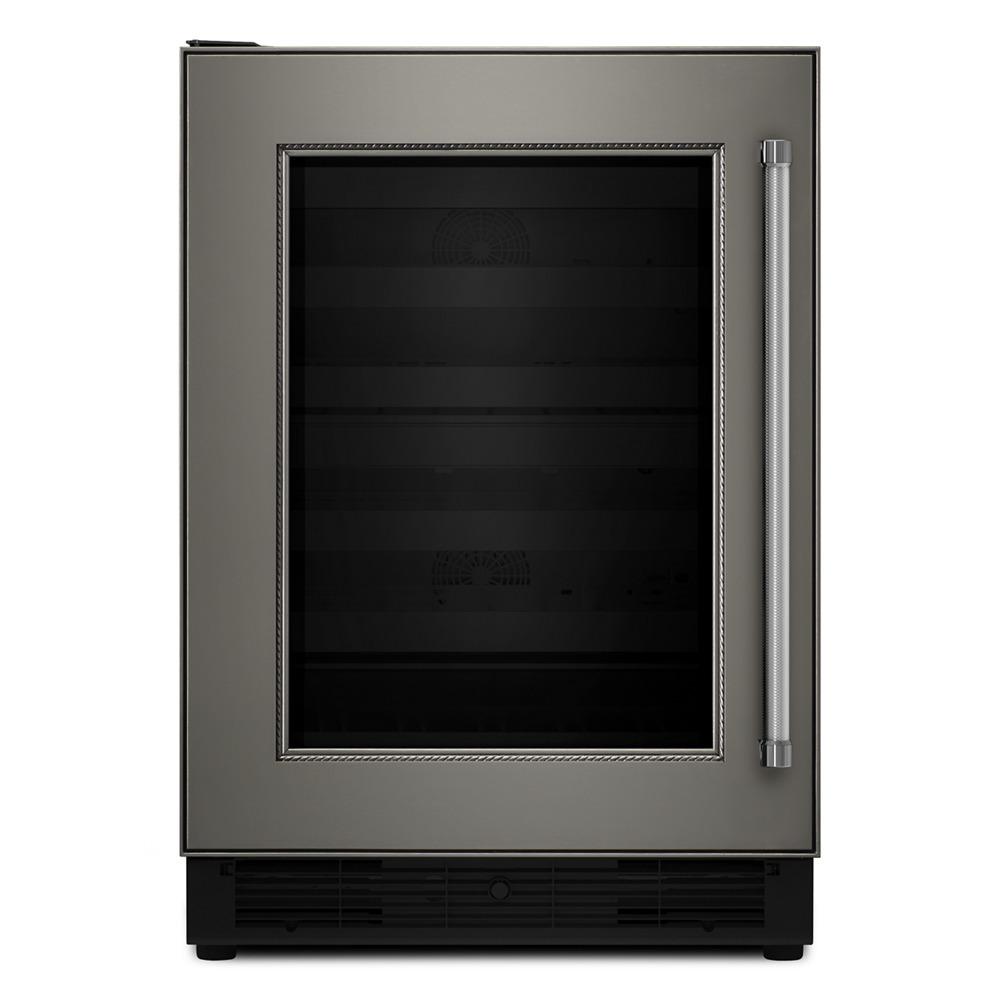 Kitchenaid KUWL204EPA 24" Panel Ready Wine Cellar with Glass Door and Wood-Front Racks