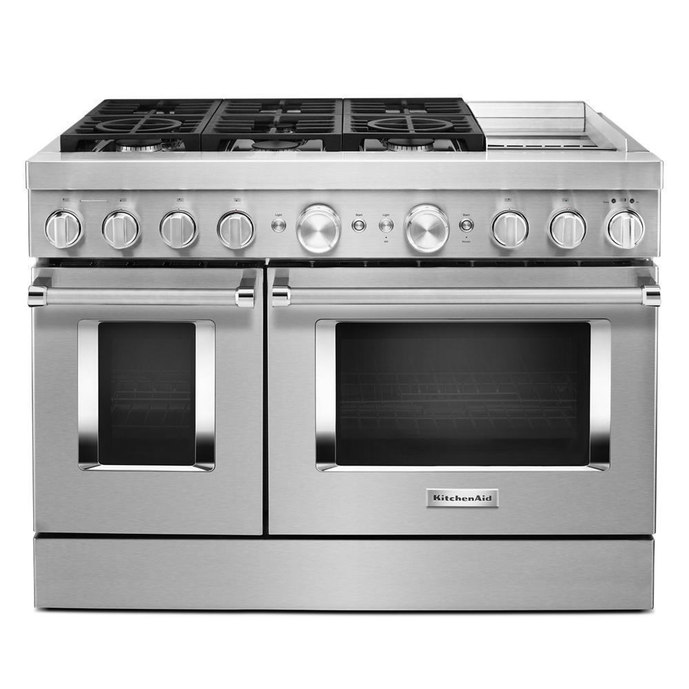 KFDC558JSS KitchenAid® 48'' Smart Commercial-Style Dual Fuel Range with Griddle