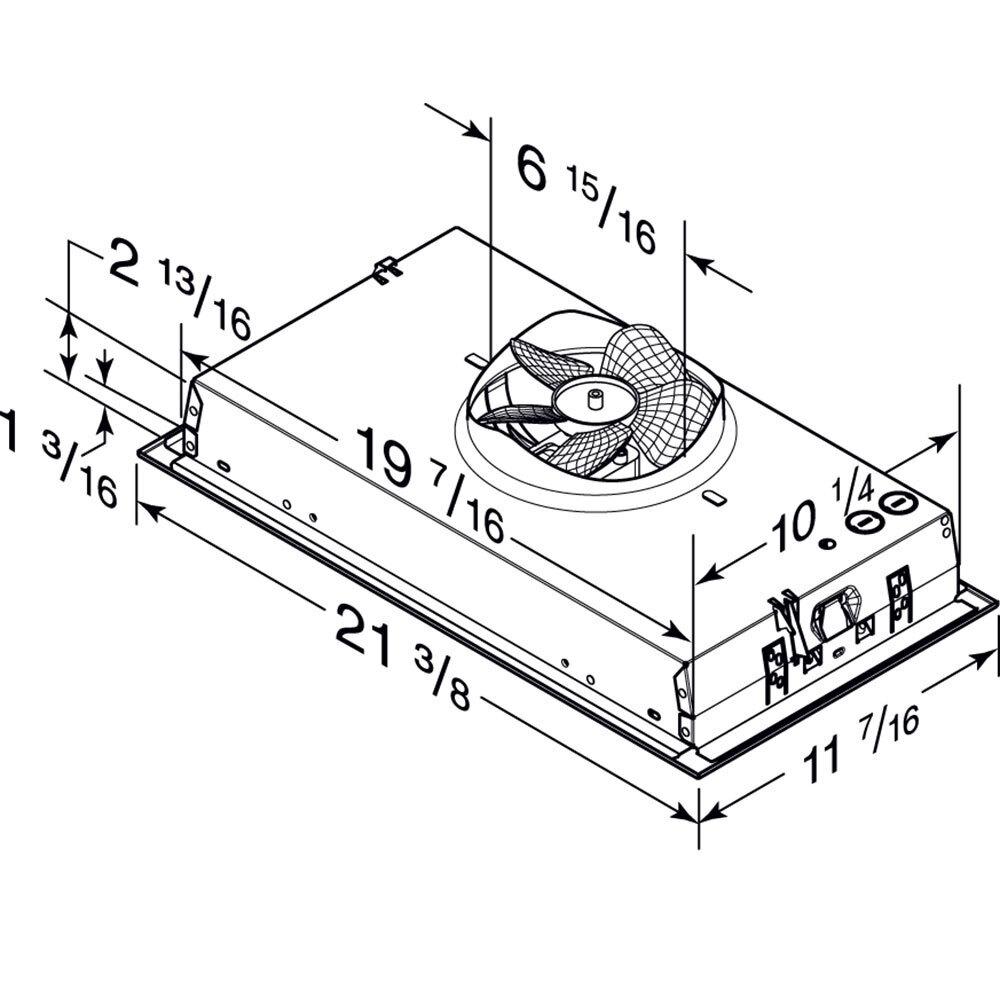 PM300SS Broan® 21-Inch Custom Range Hood Power Pack Insert w/ Easy Install System, 300 Max Blower CFM, Stainless Steel