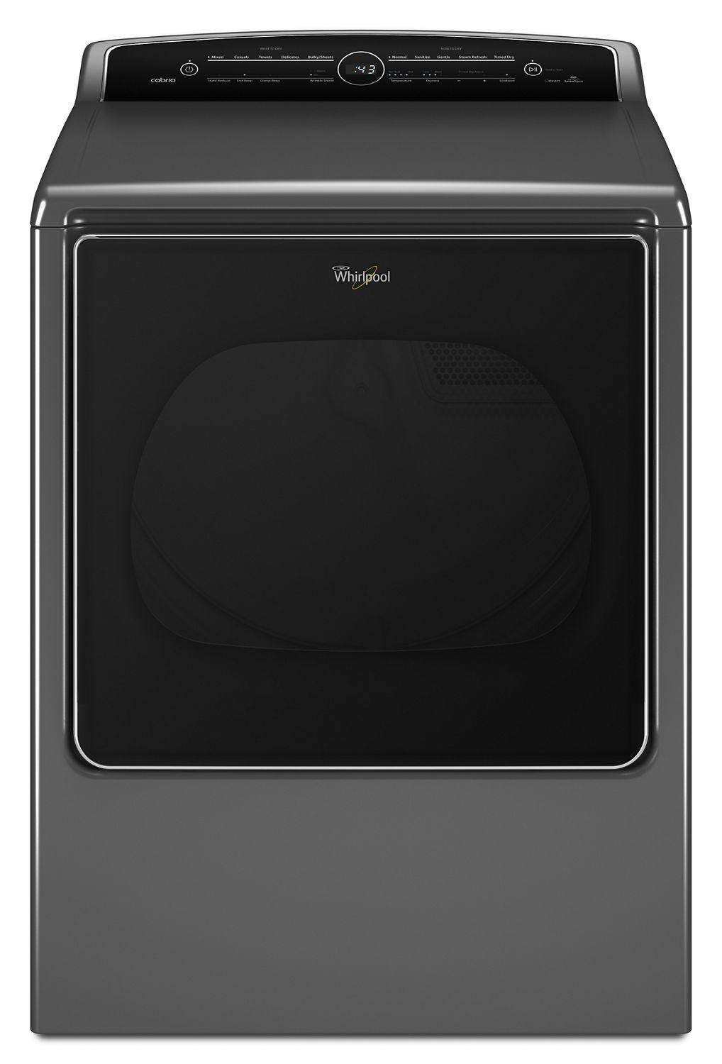 Whirlpool 8.8 cu.ft Top Load HE Gas Dryer with Intuitive Touch Controls, Steam Refresh Chrome Shadow