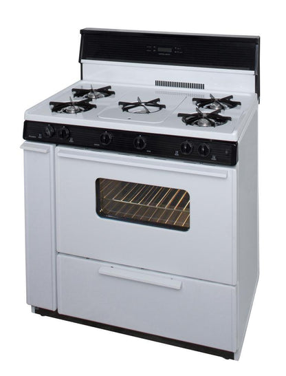 Premier SLK249WP0 36 in. Freestanding Gas Range with 5th Burner and Griddle Package in White