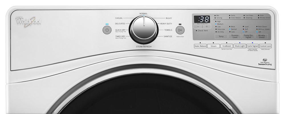 Whirlpool WGD92HEFW 7.4 cu.ft Front Load Gas Dryer with Advanced Moisture Sensing, EcoBoost