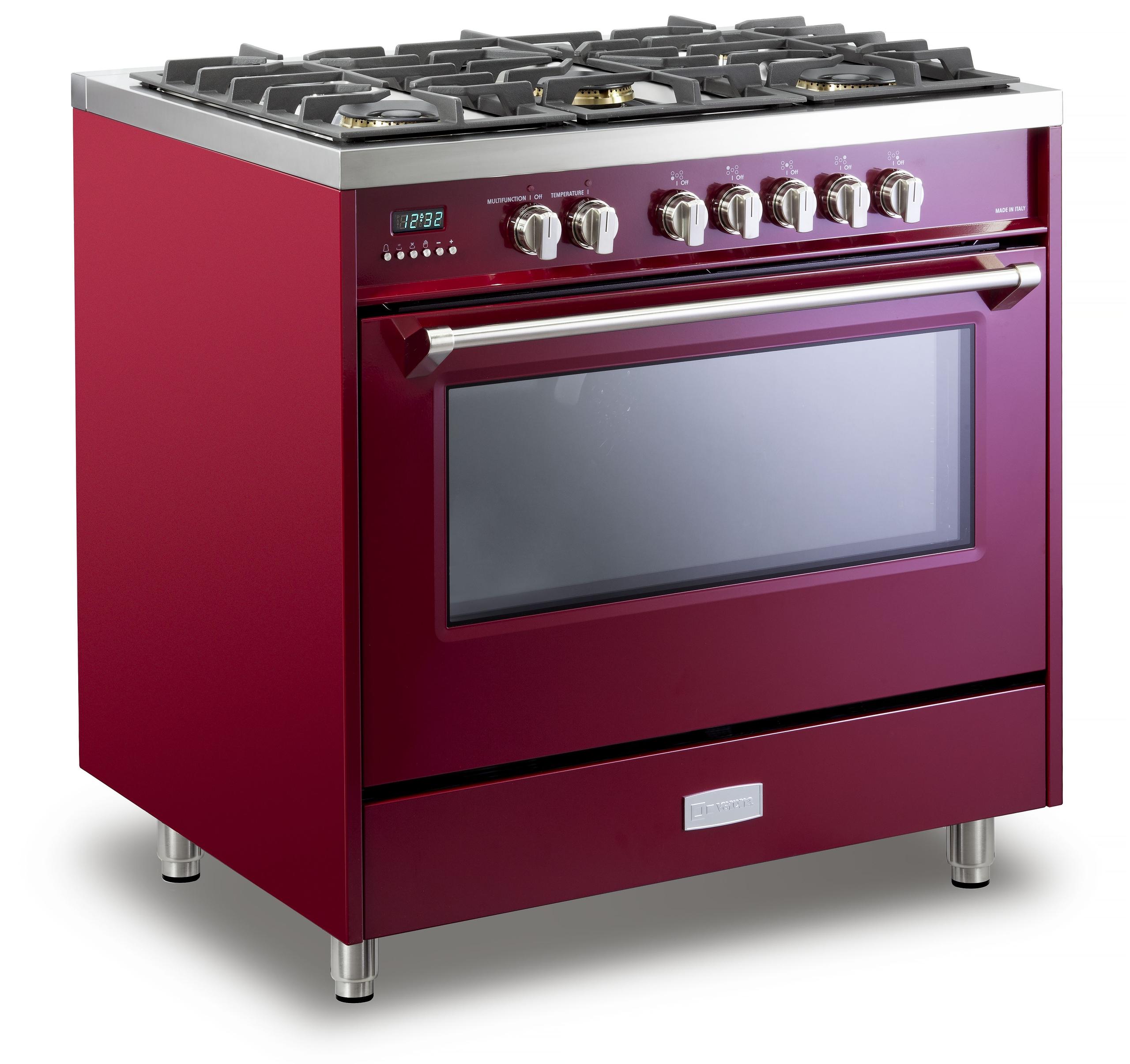 Designer 36" Dual Fuel Single Oven Range - Burgundy