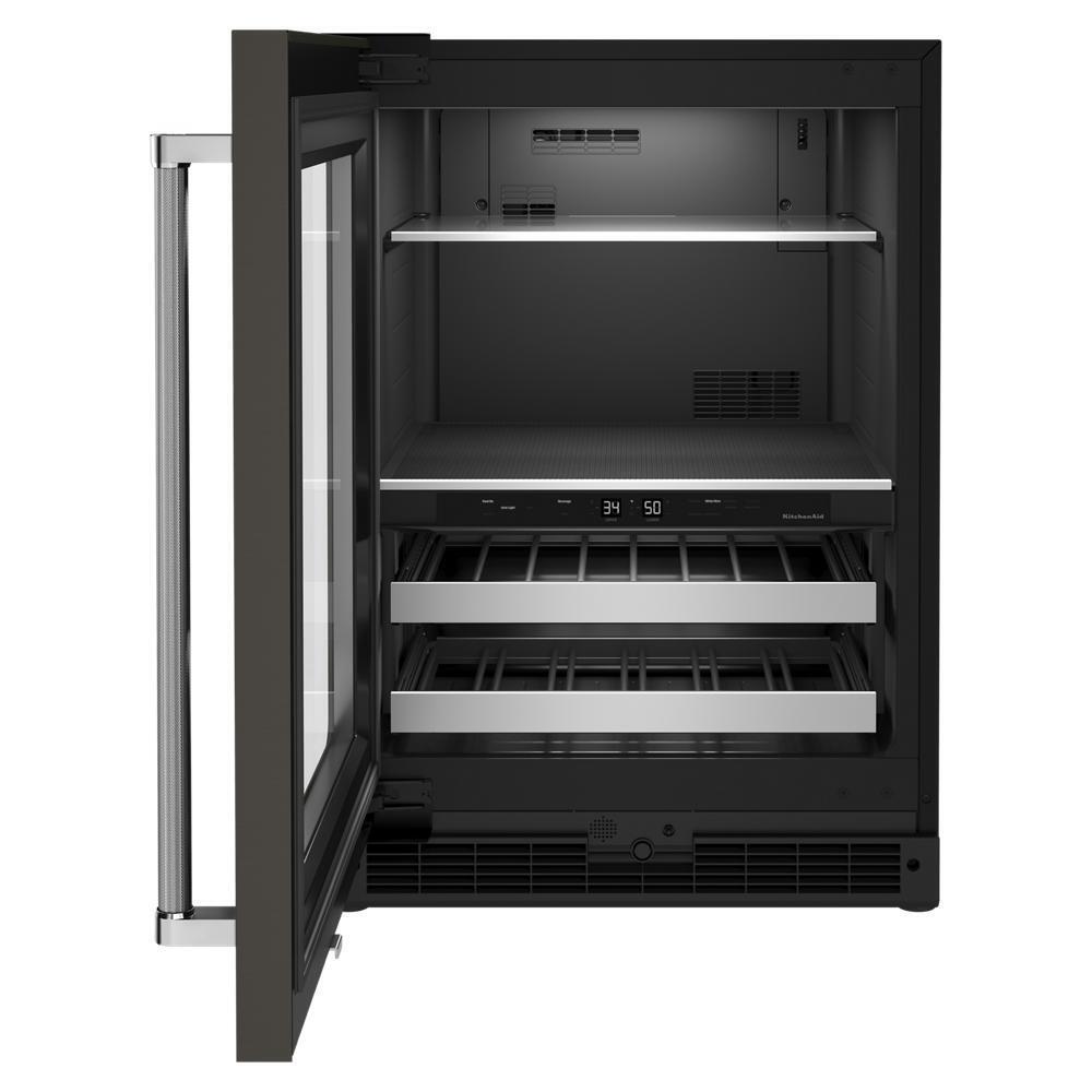 Kitchenaid 24" Beverage Center with Glass Door and Metal-Front Racks and PrintShield™ Finish