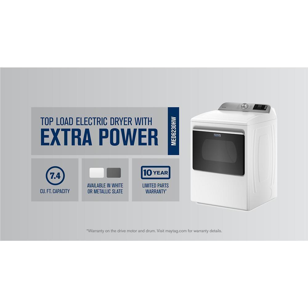 Maytag MED6230HW Smart Top Load Electric Dryer with Extra Power - 7.4 cu. ft.