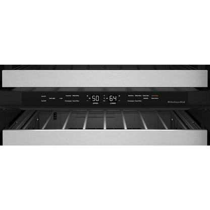Kitchenaid KUWL314KSS 24" Undercounter Wine Cellar with Glass Door and Metal-Front Racks