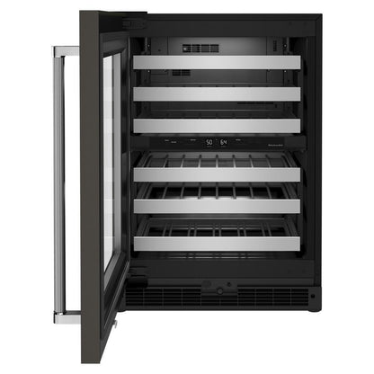 Kitchenaid KUWL314KBS 24" Undercounter Wine Cellar with Glass Door and Metal-Front Racks