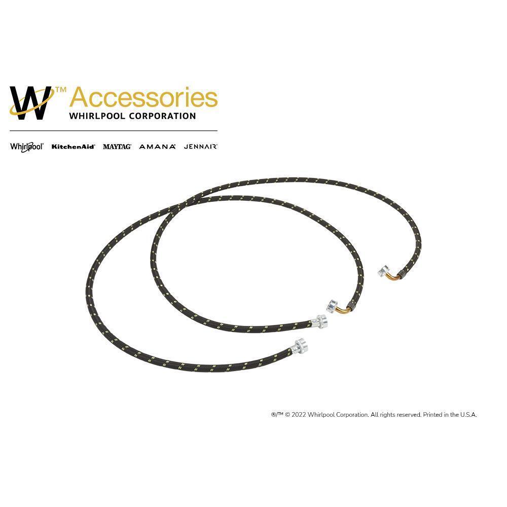 Whirlpool 8212638RP 6' Black braided hoses with 90 degree elbow rated 1700 PSI with two female connections - 2 Pack