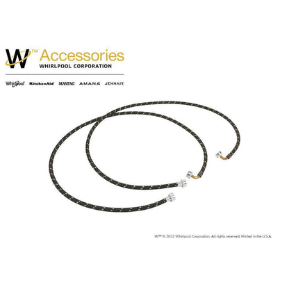 Whirlpool 8212638RP 6' Black braided hoses with 90 degree elbow rated 1700 PSI with two female connections - 2 Pack