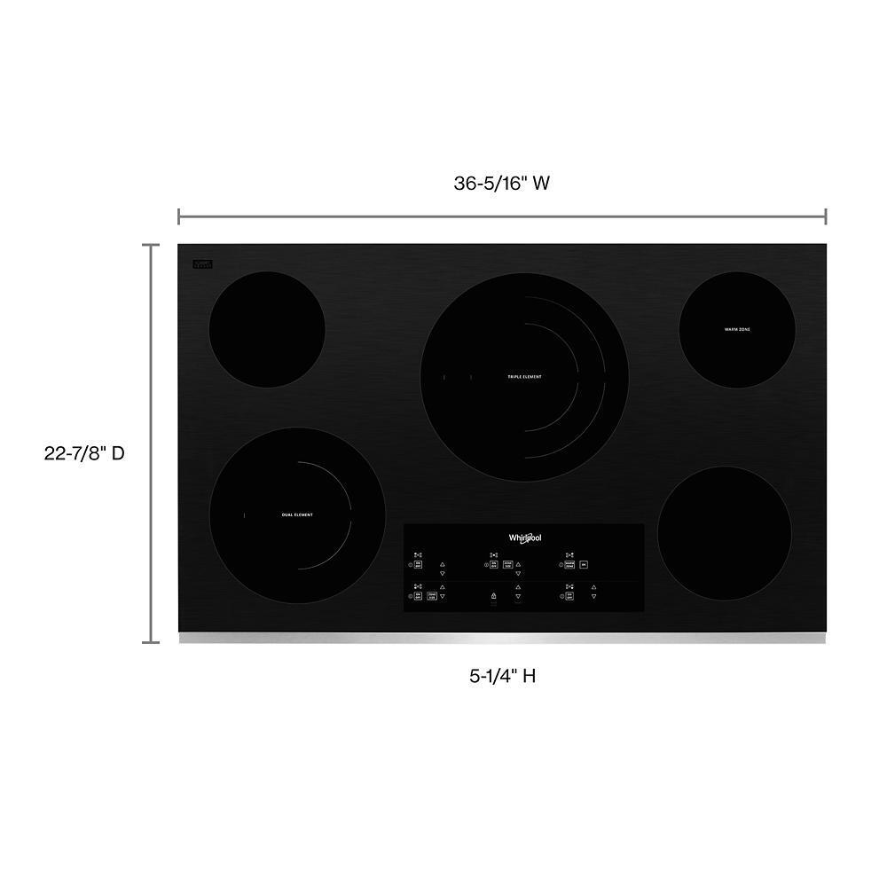 Whirlpool WCE97US6KS 36-inch Electric Ceramic Glass Cooktop with Triple Radiant Element