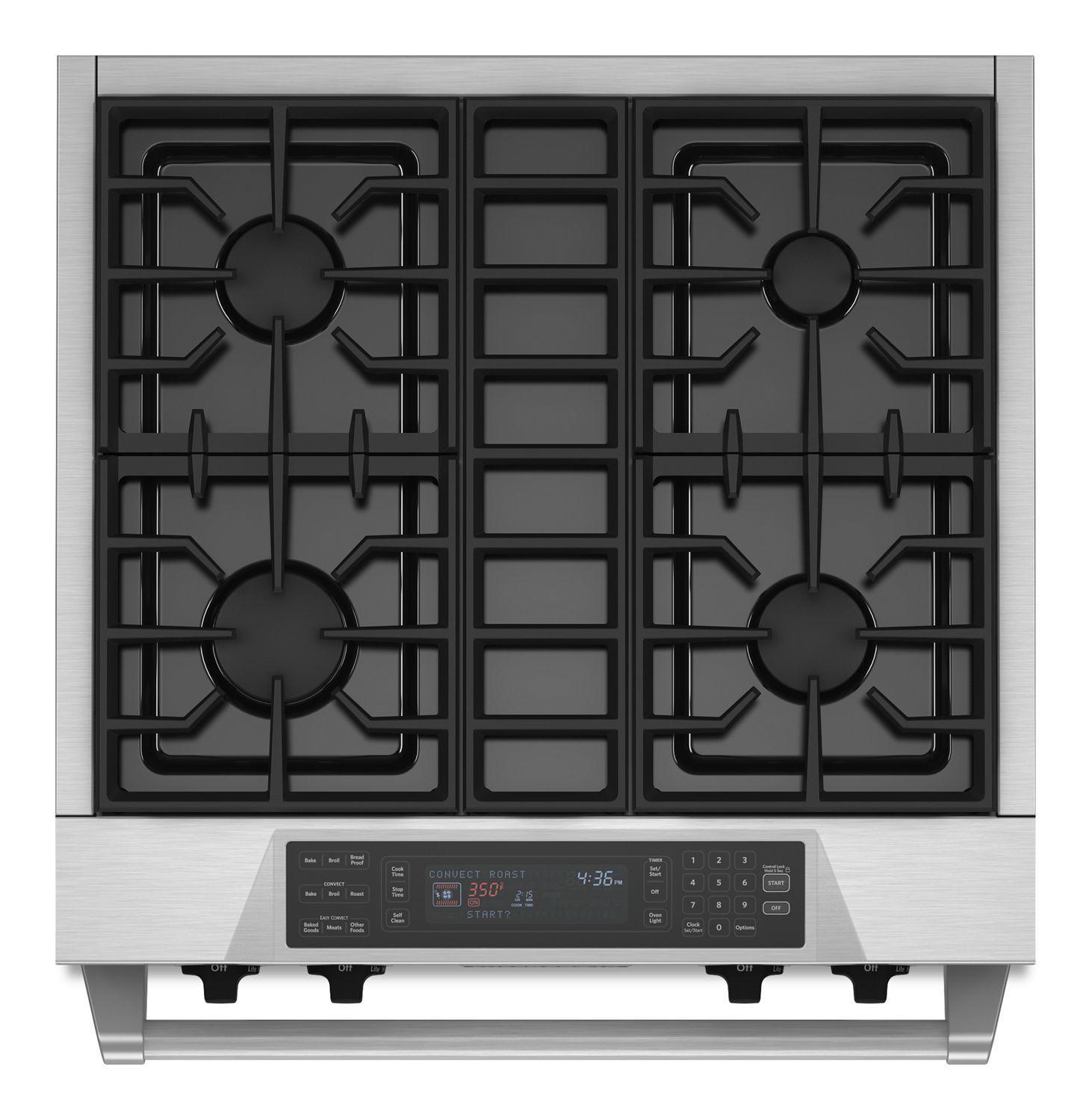 Kitchenaid 30'' 4-Burner Dual Fuel Freestanding Range, Commercial-Style Stainless Steel