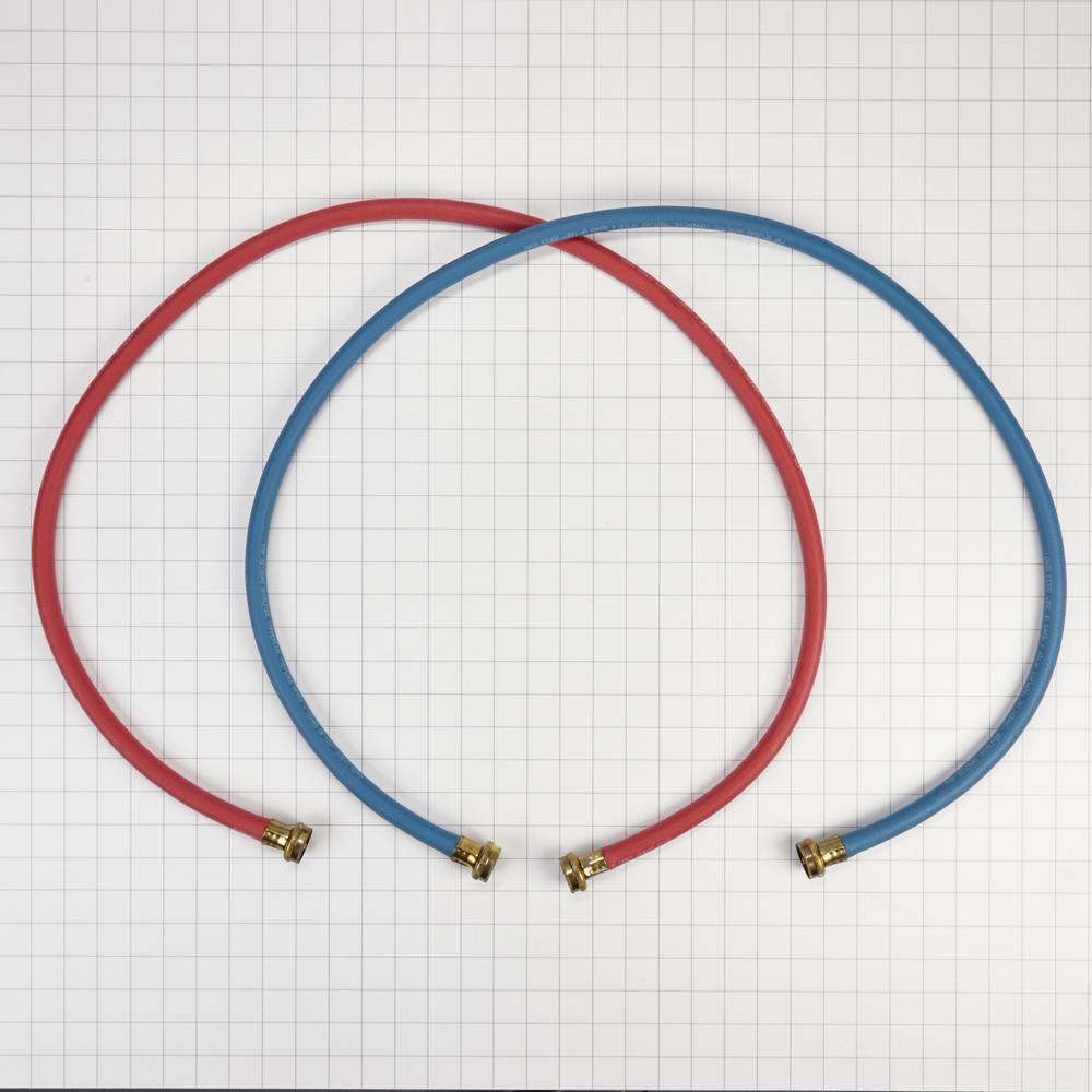 Whirlpool 8212545RP 5' Rubber washer fill hoses rated 1000 PSI with 2 female connections and built-in O-Rings - 2 pack