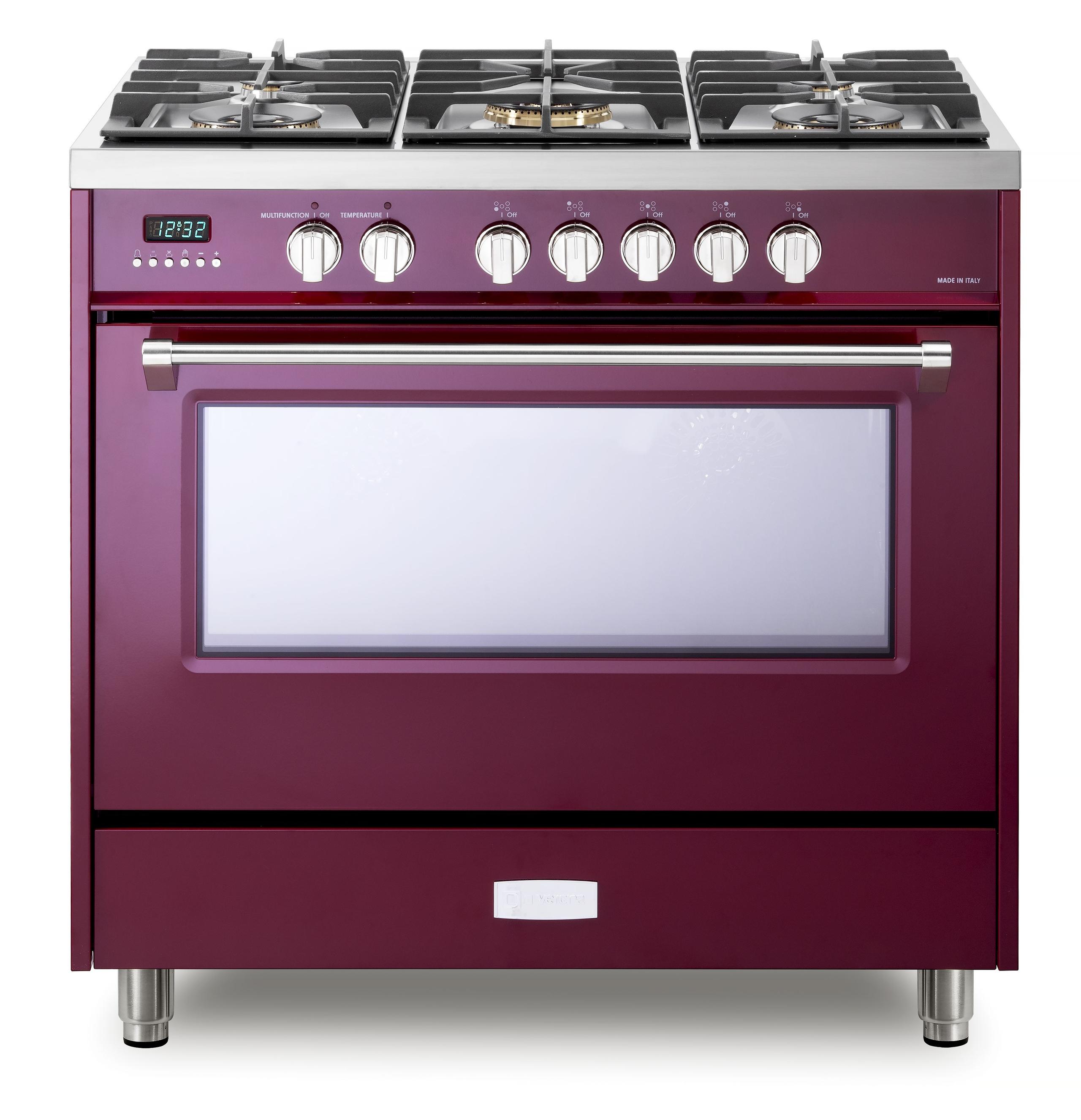 Designer 36" Dual Fuel Single Oven Range - Burgundy