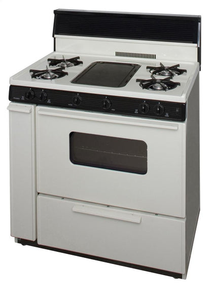 Premier BLK5S9TP 36 in. Freestanding Battery-Generated Spark Ignition Gas Range in Biscuit