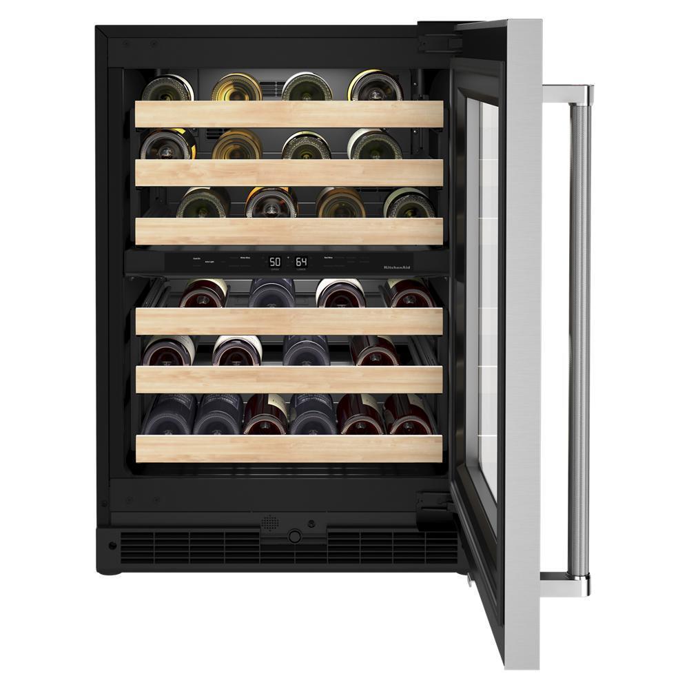 Kitchenaid KUWR214KSB 24" Undercounter Wine Cellar with Glass Door and Wood-Front Racks