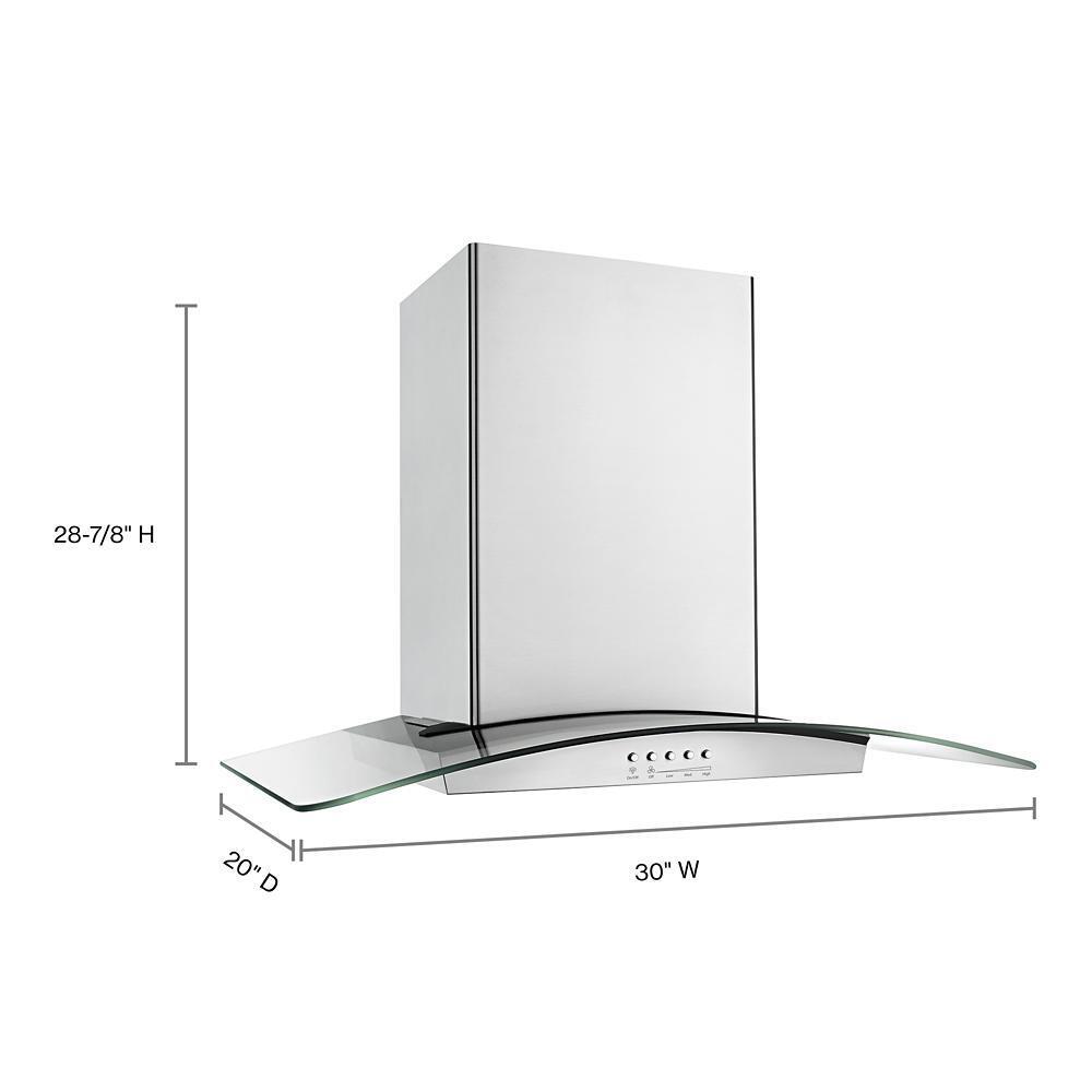 Whirlpool WVW75UC0DS 30" Modern Glass Wall Mount Range Hood