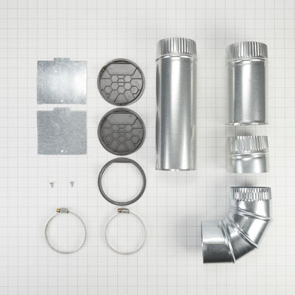 Whirlpool W10323246 4-way internal dryer vent kit for Left, Right, and Bottom venting, compatible with WE/GD94/95/97HEX & ME/GD6000/7000X models.