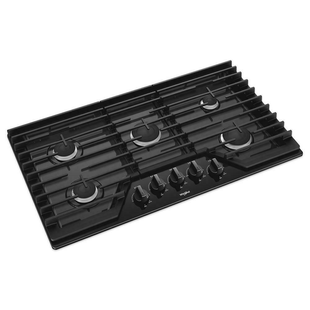 Whirlpool WCG55US6HB 36-inch Gas Cooktop with EZ-2-Lift™ Hinged Cast-Iron Grates