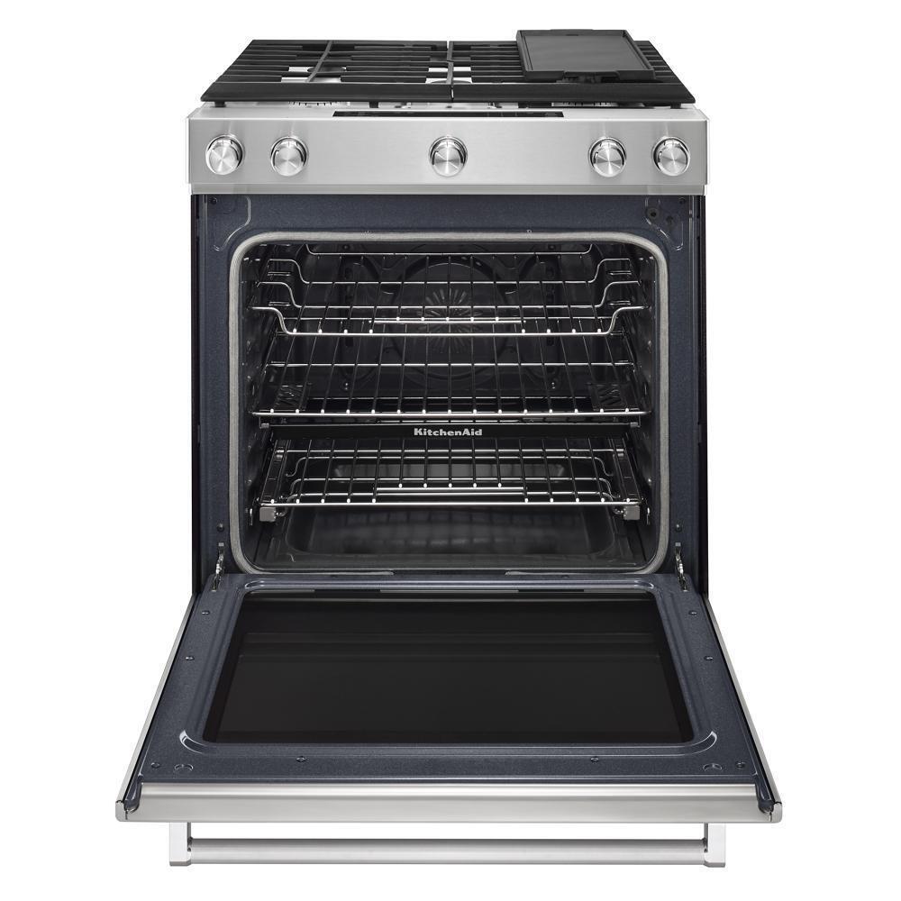 Kitchenaid KSDB900ESS 30-Inch 5-Burner Dual Fuel Convection Slide-In Range with Baking Drawer