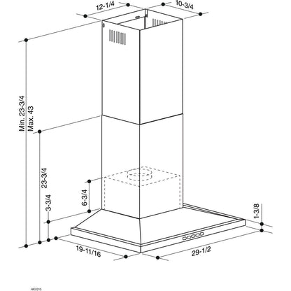 Broan BWS2304SS **DISCONTINUED** Broan® 30-Inch Convertible Wall-Mount Low Profile Pyramidal Chimney Range Hood, 450 MAX CFM