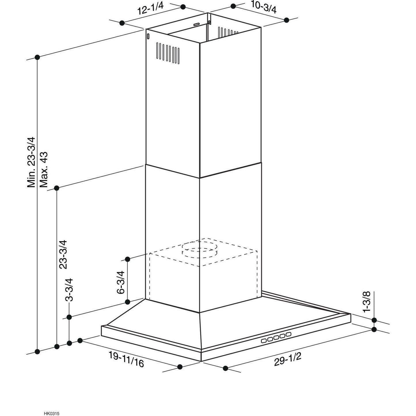Broan BWS2304BLS **DISCONTINUED** Broan® 30-Inch Convertible Wall-Mount Low Profile Pyramidal Chimney Range Hood, 450 MAX CFM