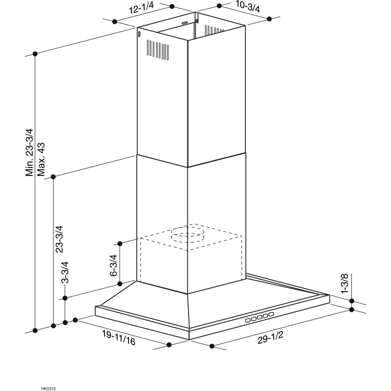 Broan BWS2304BLS **DISCONTINUED** Broan® 30-Inch Convertible Wall-Mount Low Profile Pyramidal Chimney Range Hood, 450 MAX CFM