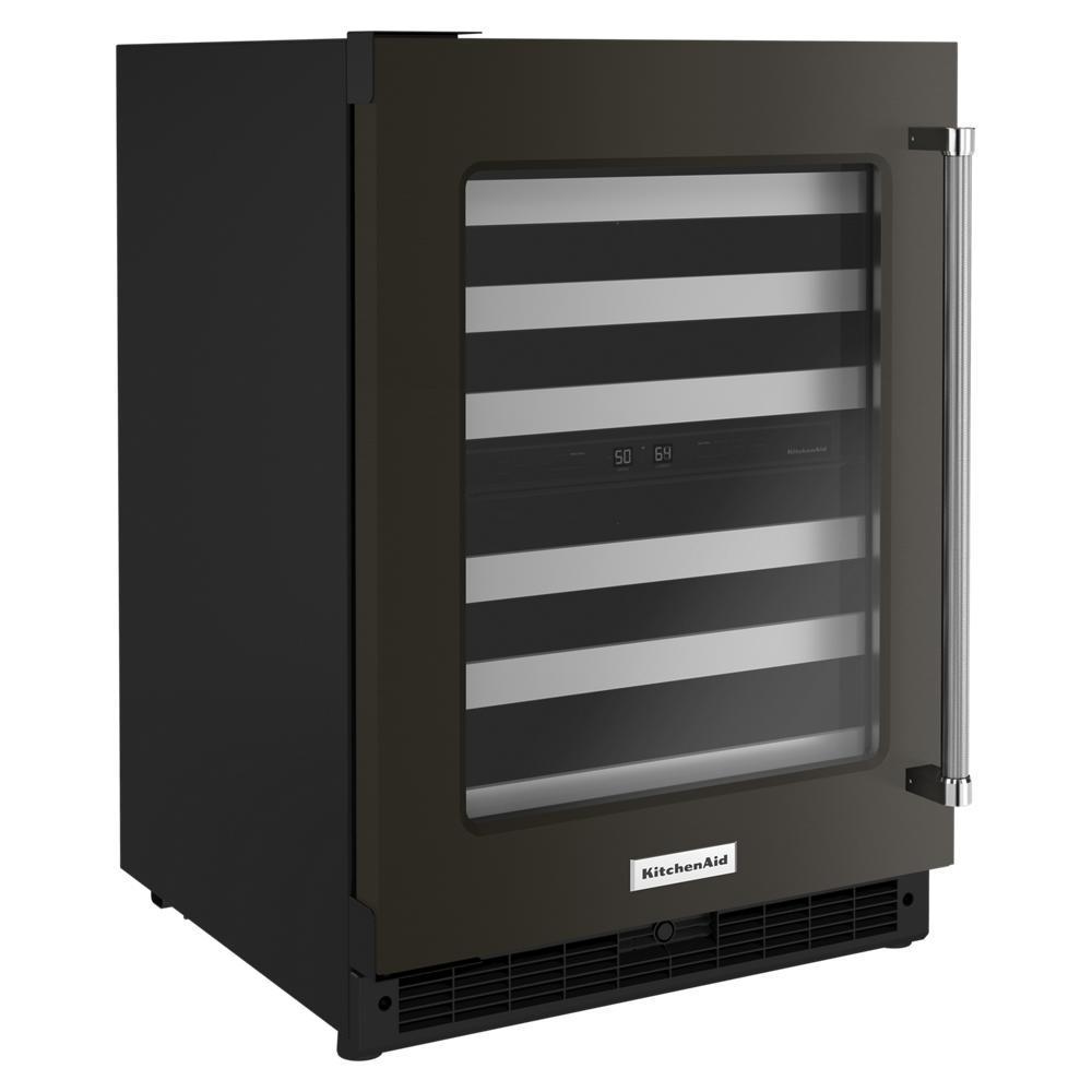 Kitchenaid KUWL314KBS 24" Undercounter Wine Cellar with Glass Door and Metal-Front Racks