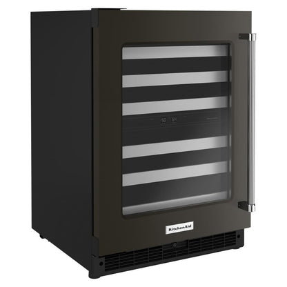 Kitchenaid KUWL314KBS 24" Undercounter Wine Cellar with Glass Door and Metal-Front Racks