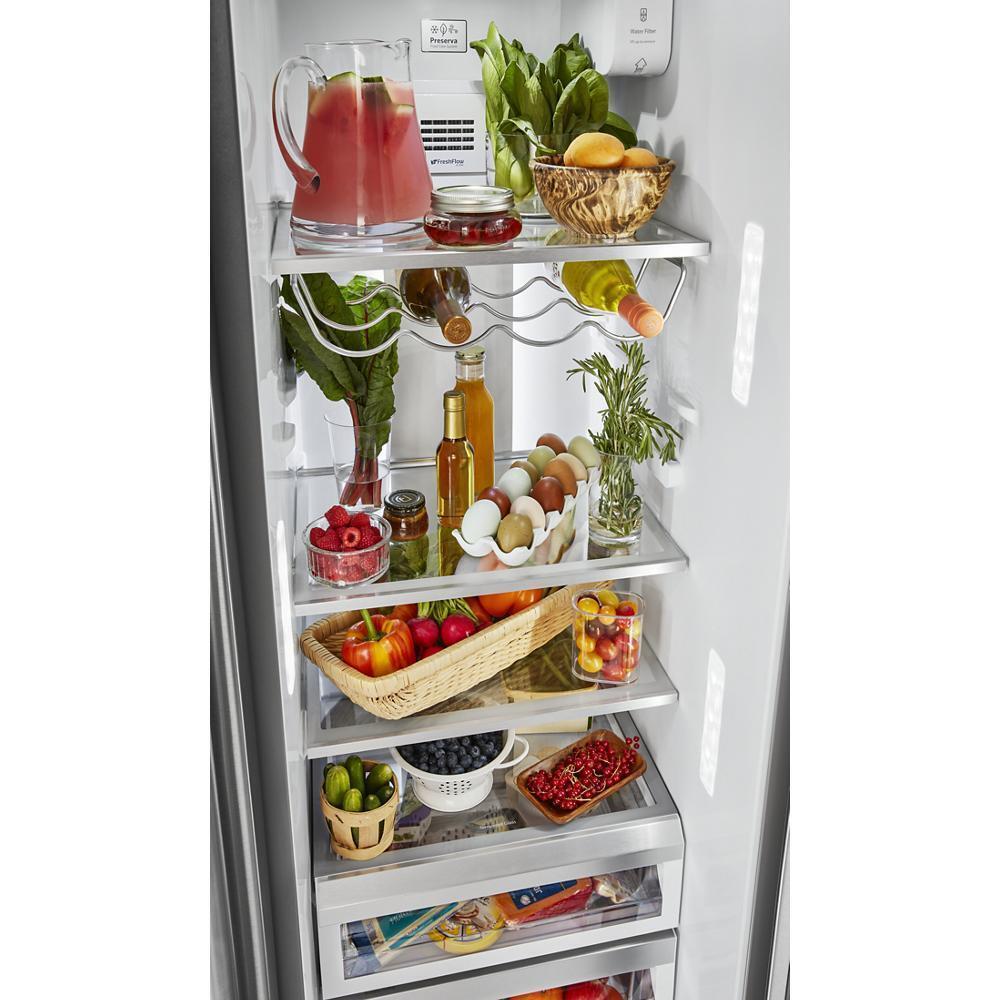 Kitchenaid KRSC703HPS 22.6 cu ft. Counter-Depth Side-by-Side Refrigerator with Exterior Ice and Water and PrintShield™ finish