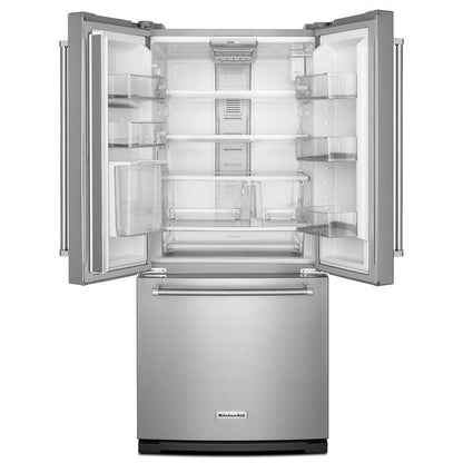 Kitchenaid KRFF300ESS 20 cu. Ft. 30-Inch Width Standard Depth French Door Refrigerator with Interior Dispense