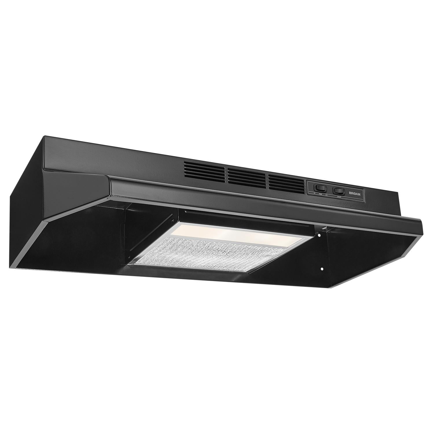 BUEZ330BL Broan® 30-Inch Convertible Under-Cabinet Range Hood w/ Easy Install System, 260 Max Blower CFM, Black