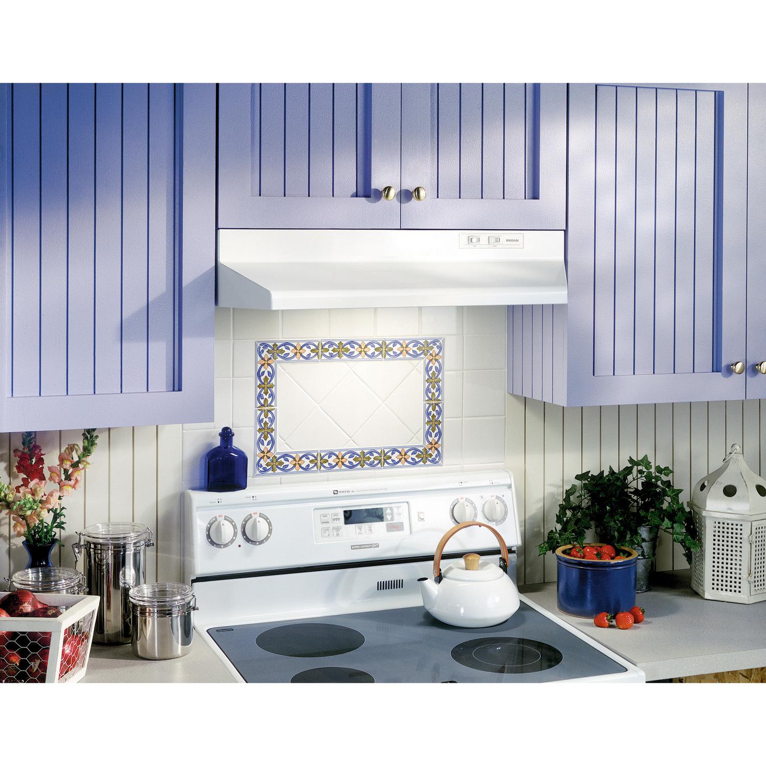 Broan® 30-Inch Ducted Under-Cabinet Range Hood, 210 MAX Blower CFM, White