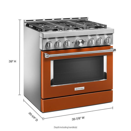 KFGC506JSC KitchenAid® 36'' Smart Commercial-Style Gas Range with 6 Burners