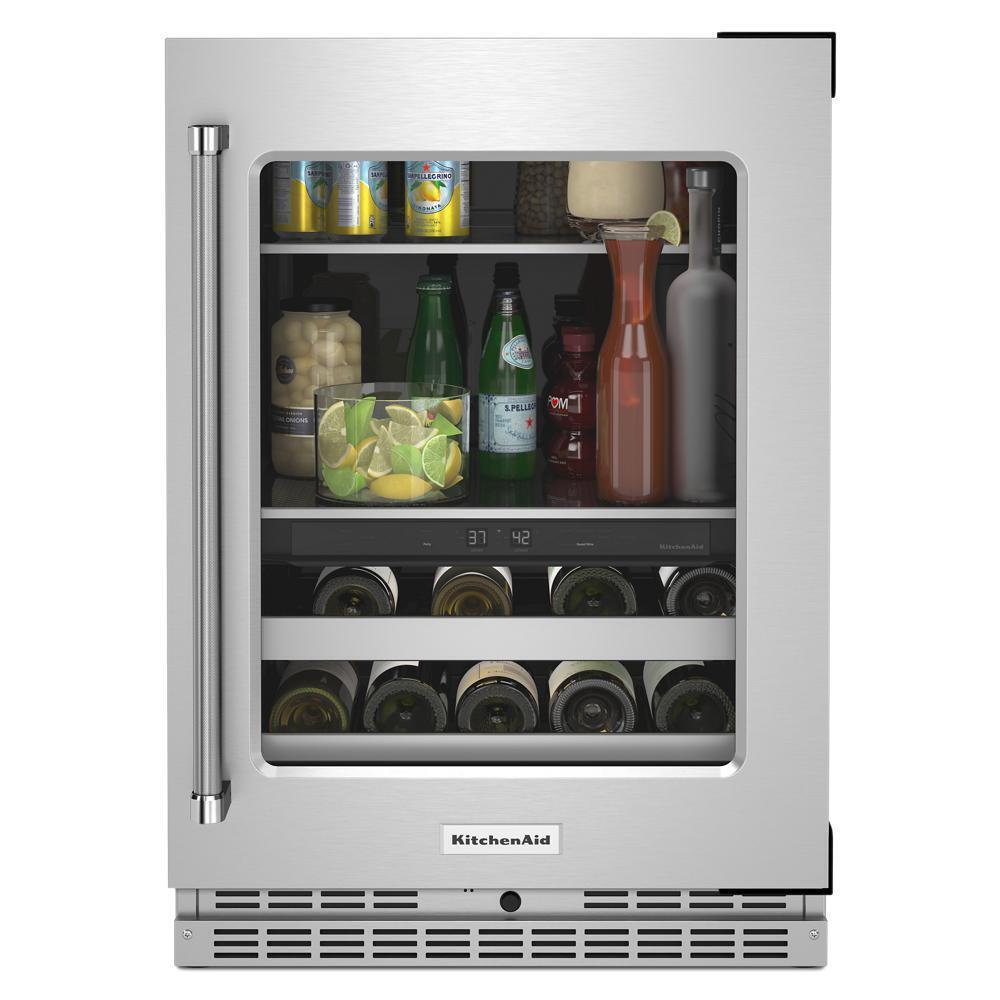 Kitchenaid 24" Beverage Center with Glass Door and Metal-Front Racks