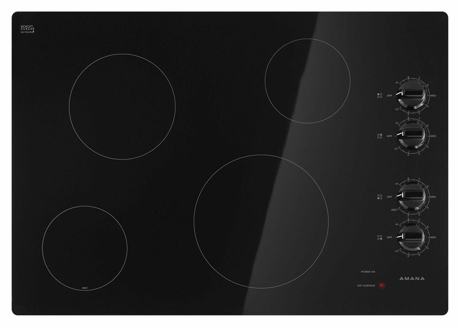 Amana 30-inch Electric Cooktop with Multiple Settings - Black