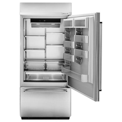 Kitchenaid KBBR306ESS 20.9 Cu. Ft. 36" Width Built-In Stainless Bottom Mount Refrigerator with Platinum Interior Design