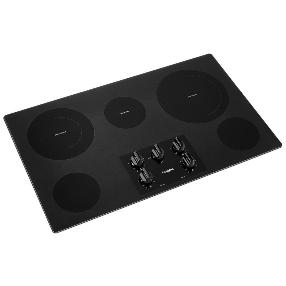 Whirlpool WCE77US6HB 36-inch Electric Ceramic Glass Cooktop with Two Dual Radiant Elements