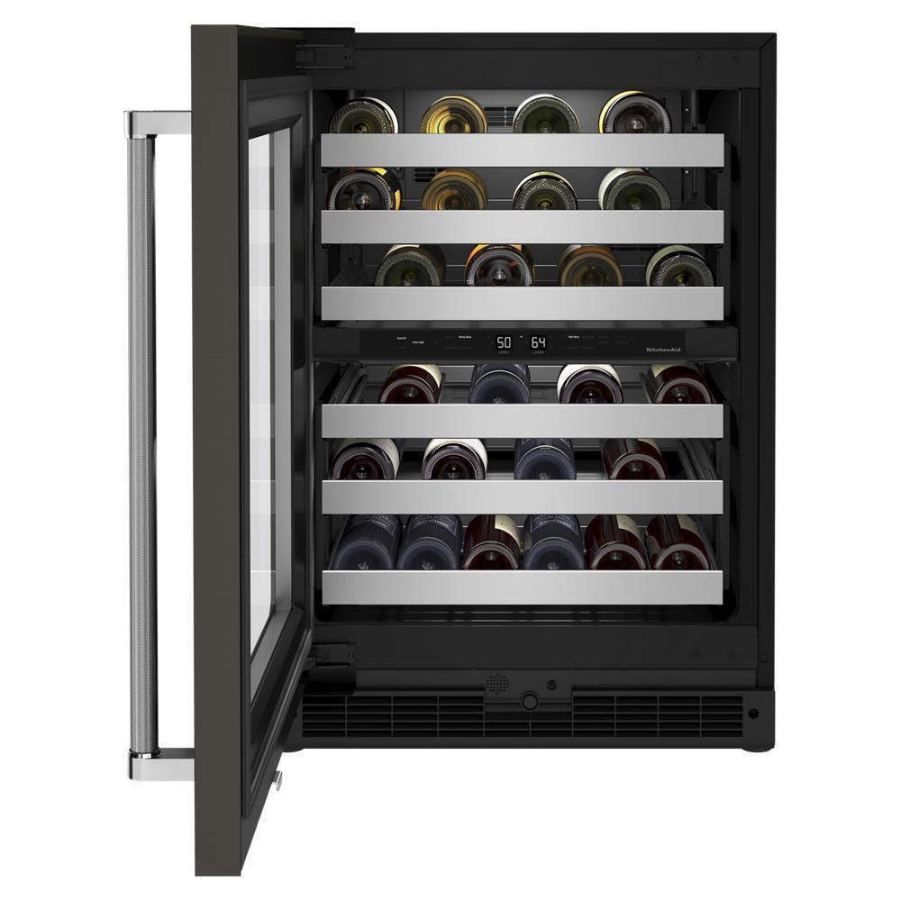 Kitchenaid 24" Undercounter Wine Cellar with Glass Door and Metal-Front Racks