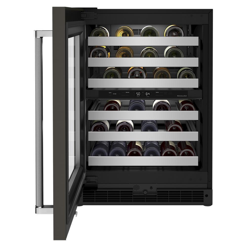 Kitchenaid KUWL314KBS 24" Undercounter Wine Cellar with Glass Door and Metal-Front Racks