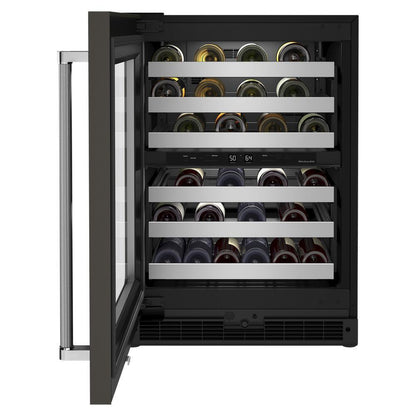 Kitchenaid KUWL314KBS 24" Undercounter Wine Cellar with Glass Door and Metal-Front Racks