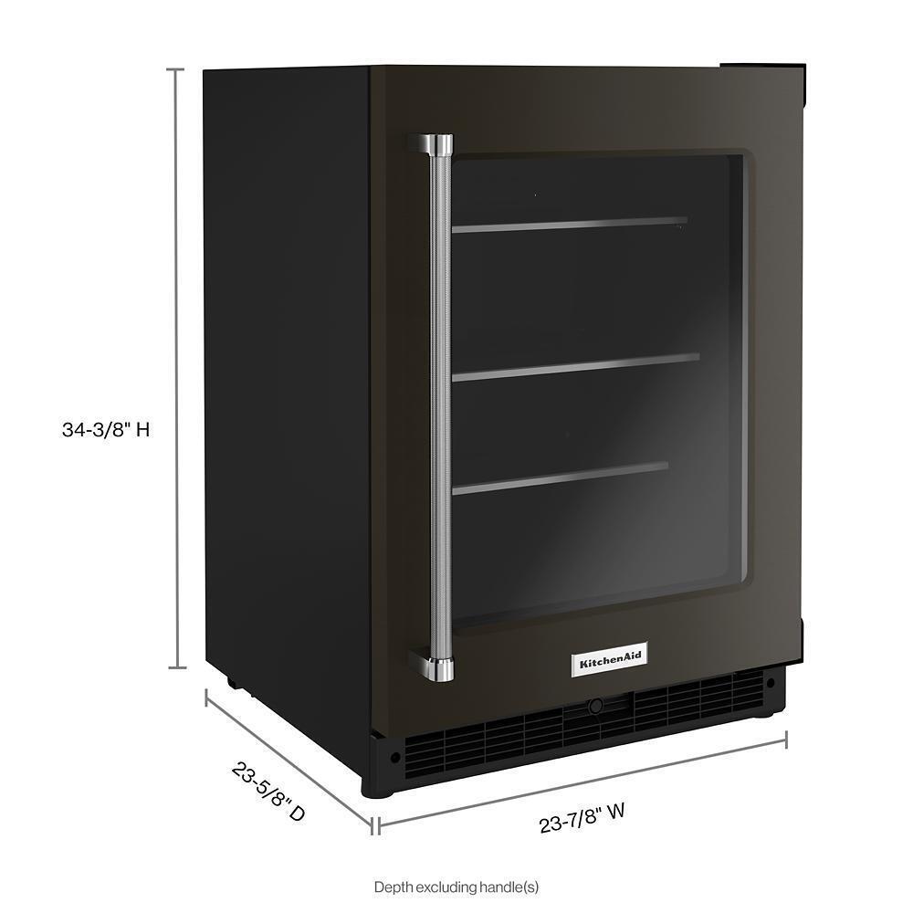 Kitchenaid KURR314KBS 24" Undercounter Refrigerator with Glass Door and Shelves with Metallic Accents and PrintShield™ Finish