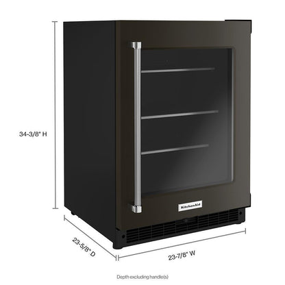 Kitchenaid KURR314KBS 24" Undercounter Refrigerator with Glass Door and Shelves with Metallic Accents and PrintShield™ Finish