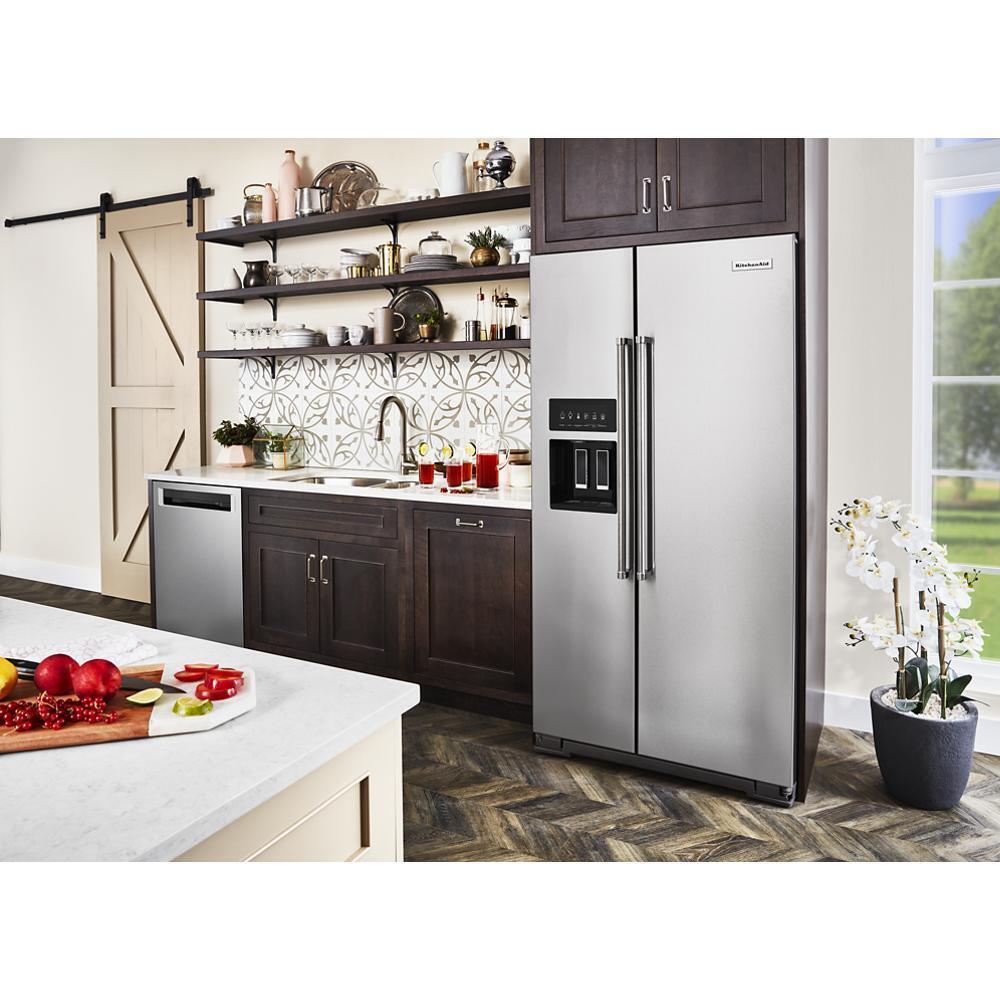 Kitchenaid KRSC703HPS 22.6 cu ft. Counter-Depth Side-by-Side Refrigerator with Exterior Ice and Water and PrintShield™ finish