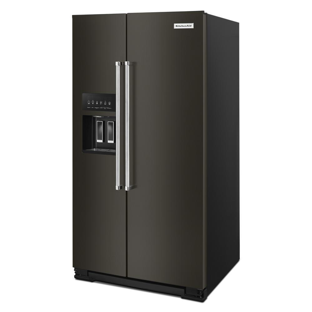 Kitchenaid KRSF705HBS 24.8 cu ft. Side-by-Side Refrigerator with Exterior Ice and Water and PrintShield™ Finish