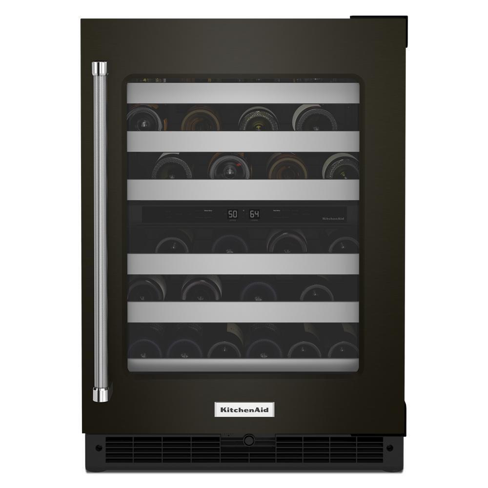 Kitchenaid KUWR314KBS 24" Undercounter Wine Cellar with Glass Door and Metal-Front Racks