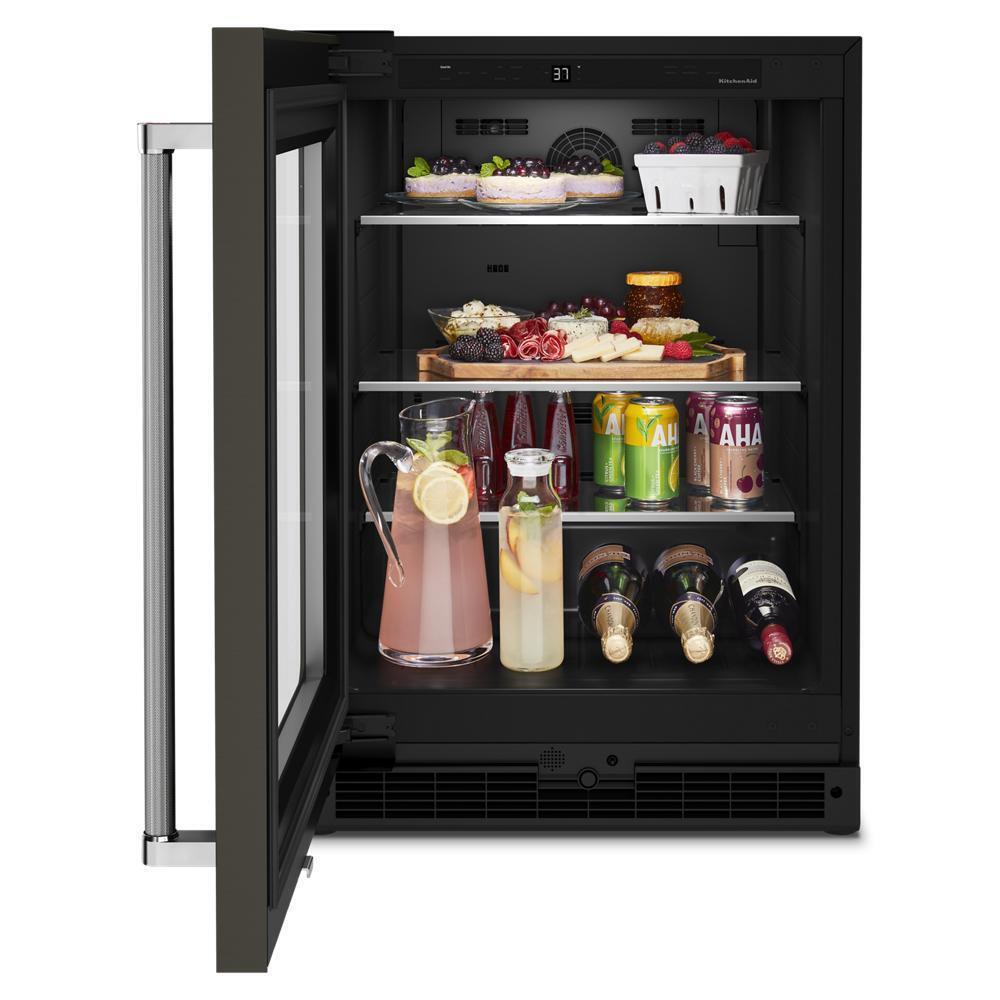 Kitchenaid 24" Undercounter Refrigerator with Glass Door and Shelves with Metallic Accentsand with PrintShield™ Finish