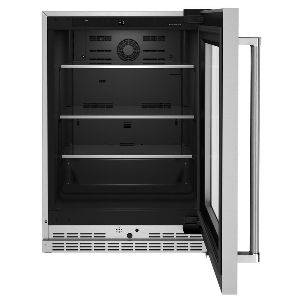 Kitchenaid KURR314KSS 24" Undercounter Refrigerator with Glass Door and Shelves with Metallic Accents