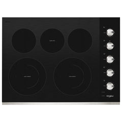 Whirlpool WCE77US0HS 30-inch Electric Ceramic Glass Cooktop with Two Dual Radiant Elements